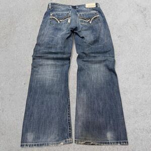 Y2K Baggy Affliction Distressed Jeans Blake Straight Leg Cotton 34 Long Skater